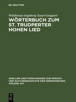 cover image of Wörterbuch zum St. Trudperter Hohen Lied